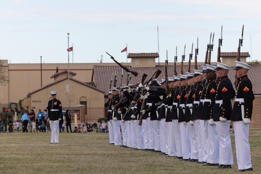 The Battle Color Detachment performs at MCAS Yuma