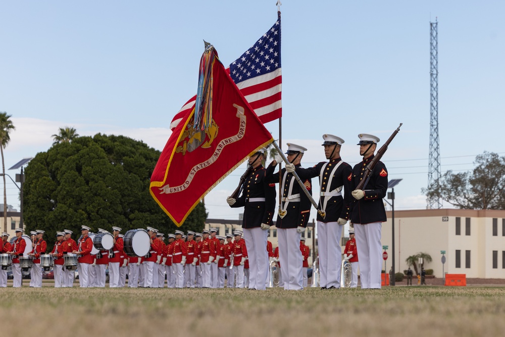 The Battle Color Detachment performs at MCAS Yuma