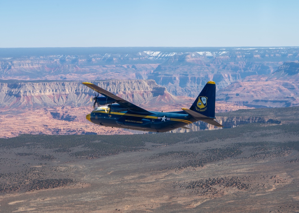 Blue Angels’ C-130J Super Hercules performs a scheduled photo exercise over the Grand Canyon National Park