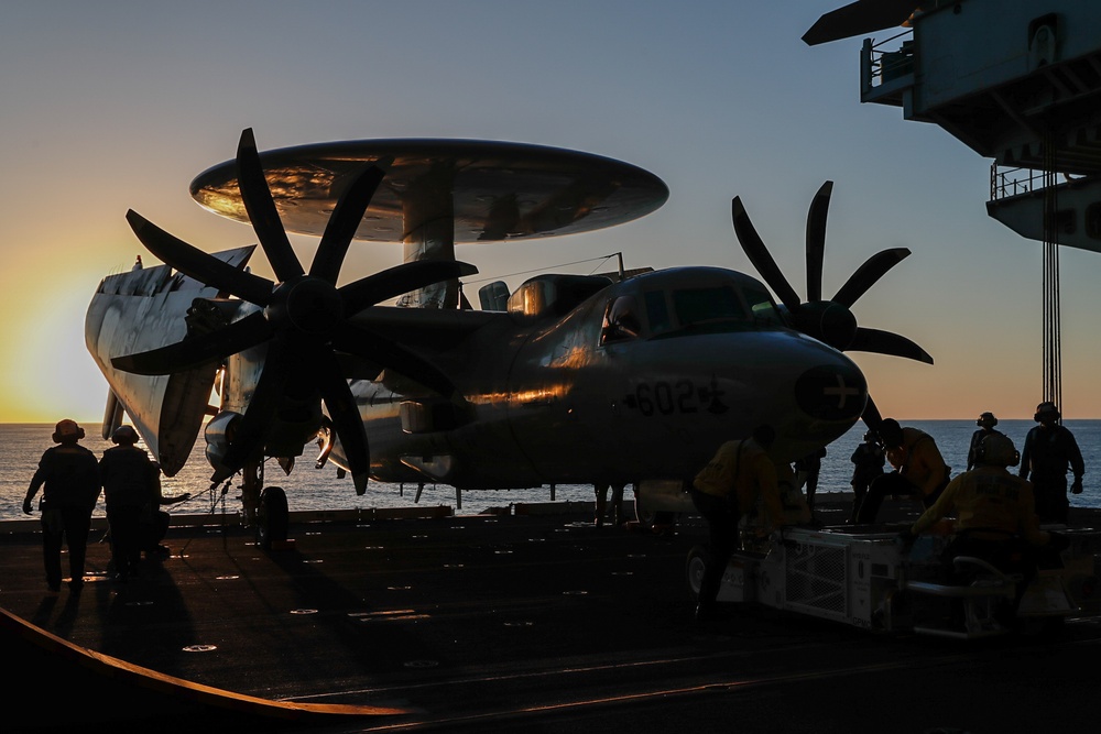 George Washington Conducts Hangar Bay Operations