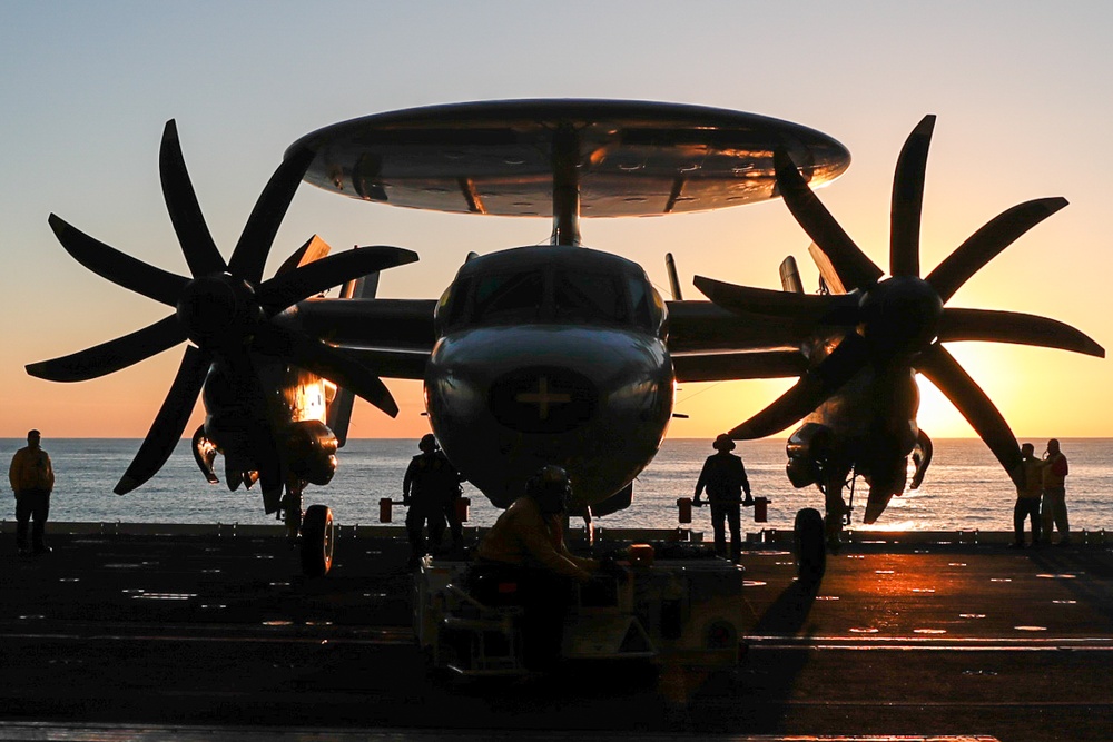 George Washington Conducts Hangar Bay Operations