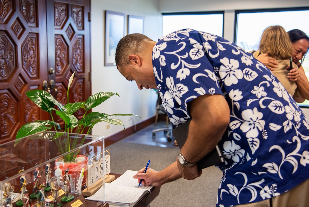 Honorable Franklin R. Parker, assistant Secretary of the Navy for Manpower and Reserve Affairs, visits the Governors Office while on Guam