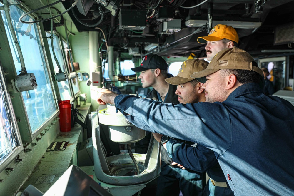 USS Carter Hall (LSD 50) Stands Watch, Feb. 28, 2024