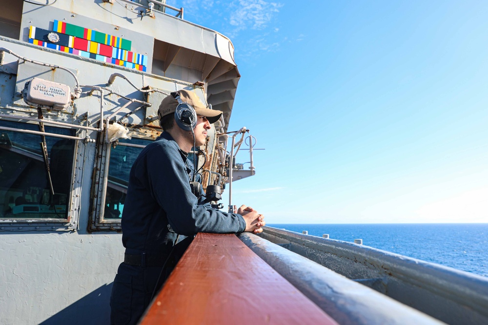 USS Carter Hall (LSD 50) Stands Watch, Feb. 28, 2024