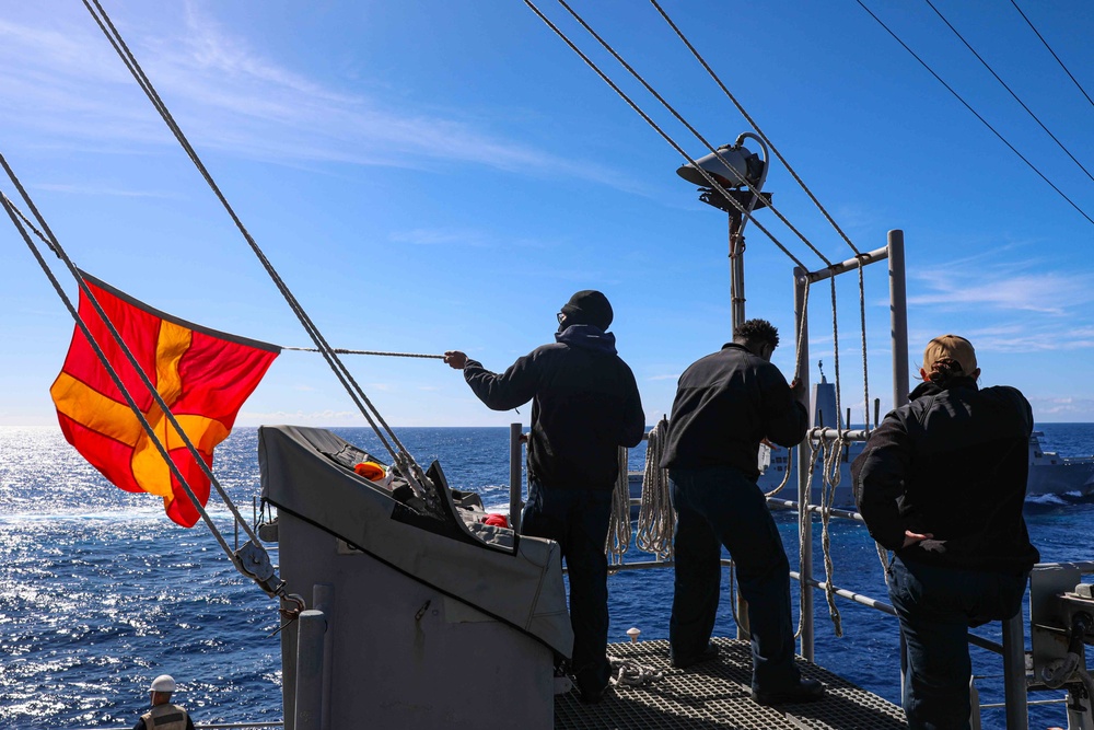 USS Carter Hall (LSD 50) Conducts Replenishment-at-Sea, Feb. 27, 2024