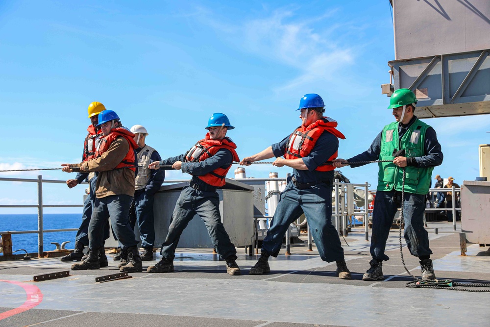 USS Carter Hall (LSD 50) Conducts Replenishment-at-Sea, Feb. 27, 2024