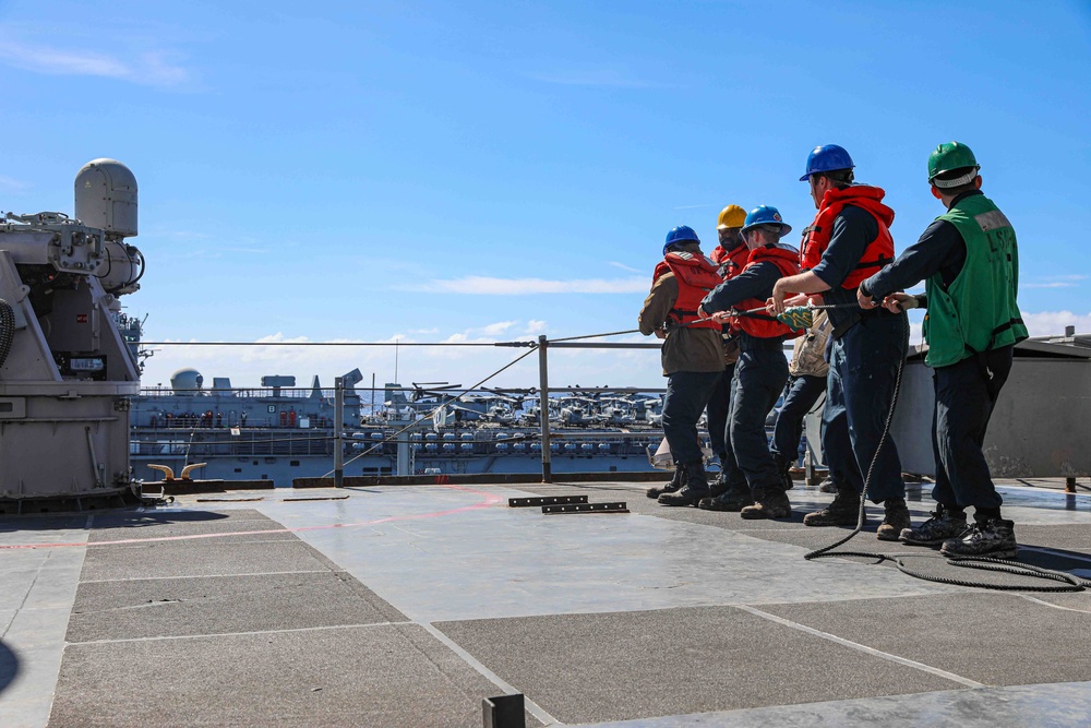 USS Carter Hall (LSD 50) Conducts Replenishment-at-Sea, Feb. 27, 2024