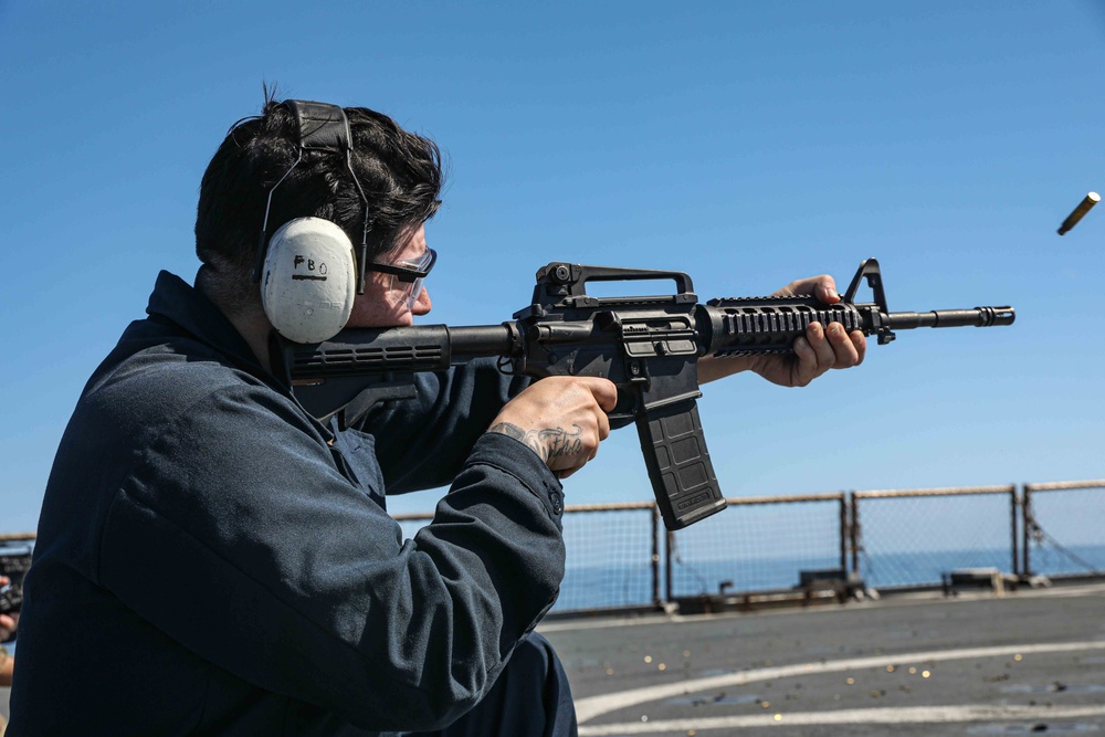 USS Carter Hall (LSD 50) Conducts Gun Shoot, March 15, 2024