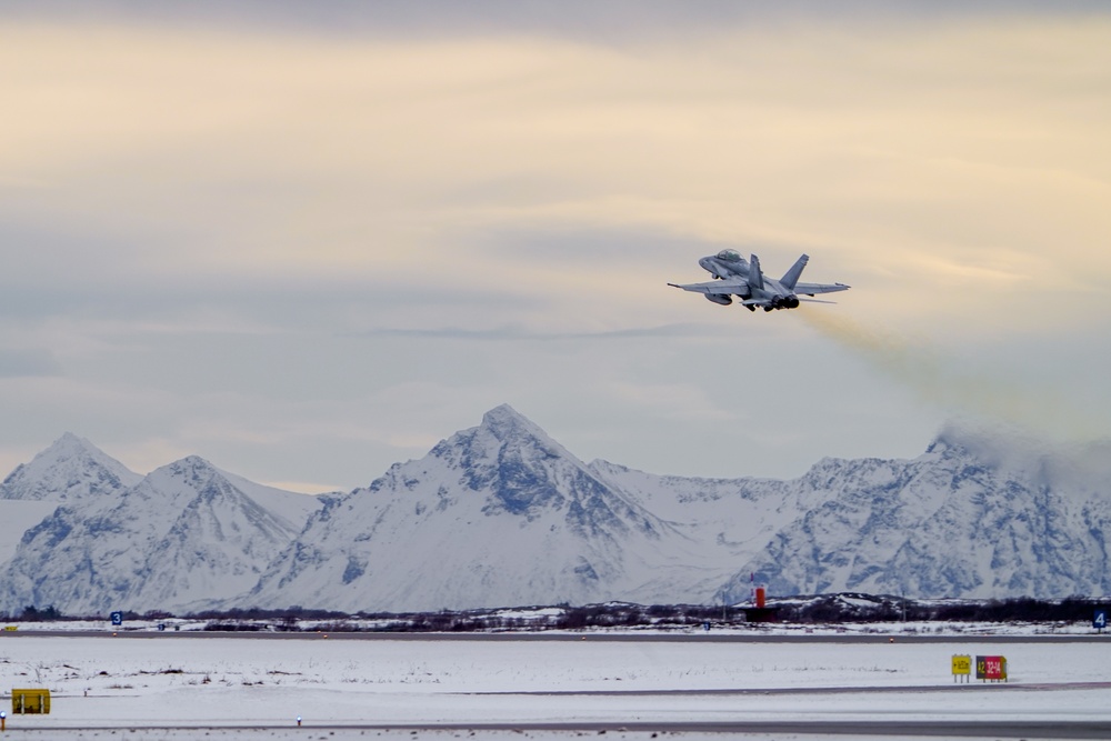 U.S. Marines with VMGR-252 and VMFA-312 conduct flight operations in preparation for Exercise Nordic Response 24
