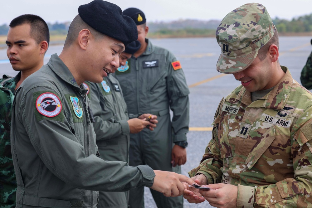 16th CAB Staff Introductions and Patch Exchange with Royal Thai Army 9th Aviation Battalion for Cobra Gold 2024