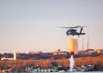 North Dakota National Guard UH-60 Black Hawk Helicopters Fight Missouri River Ice Jams