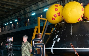 USS San Diego holds a media event for NASA’s Underway Recovery Test 11