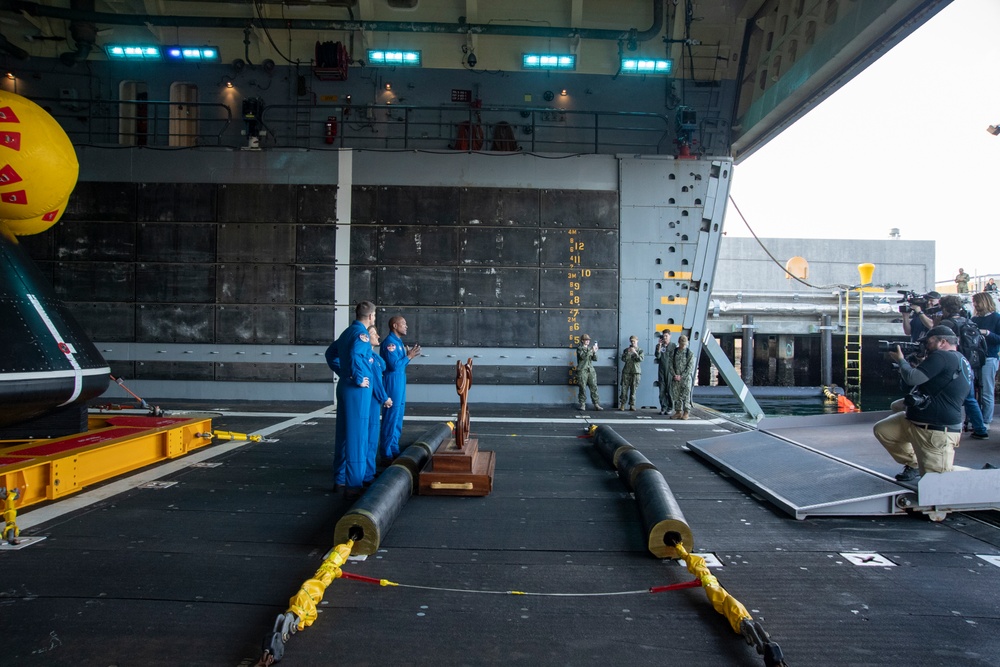 USS San Diego holds a media event for NASA’s Underway Recovery Test 11