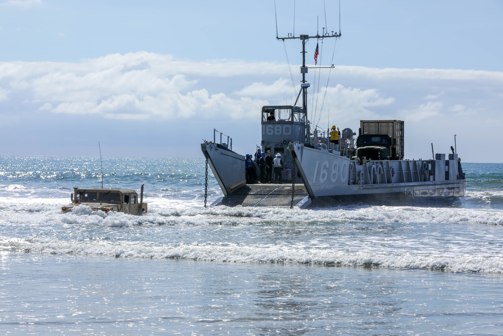 Beach Master Unit and Amphibious Construction Battalion load and unload Land Crafting Unit