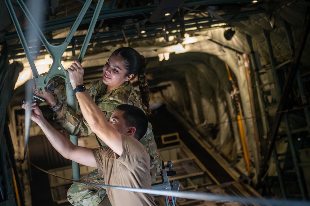 Configuring a U.S. Air Force C-130J for a static-jump line with Bangladesh partners