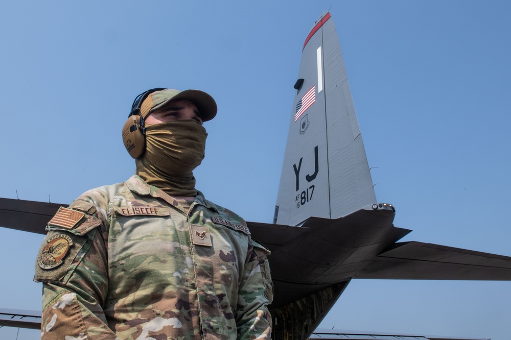 Configuring a U.S. Air Force C-130J for a static-jump line with Bangladesh partners