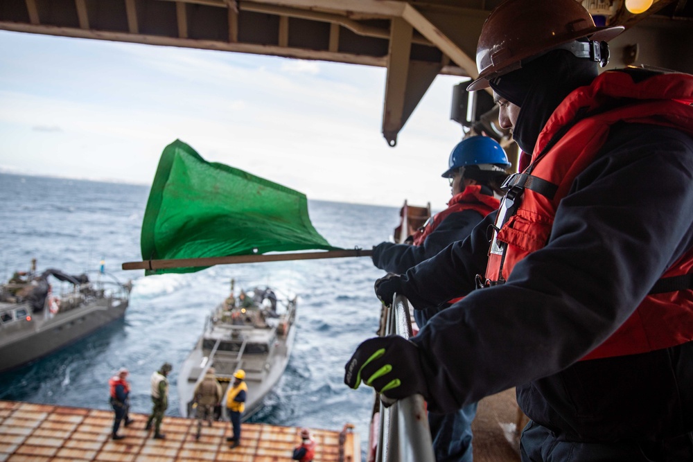 USS Gunston Hall conducts small boat operations with Le Bataillon de Fusiliers Marins (BFM) Détroyat and Swedish and Finnish Marines during Steadfast Defender 24