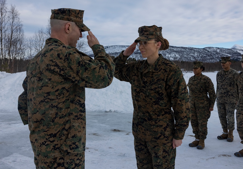 U.S. Marine with 2nd Marine Aircraft Wing reenlists in Norway