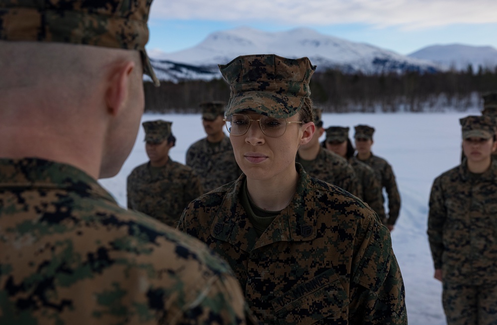 U.S. Marine with 2nd Marine Aircraft Wing reenlists in Norway