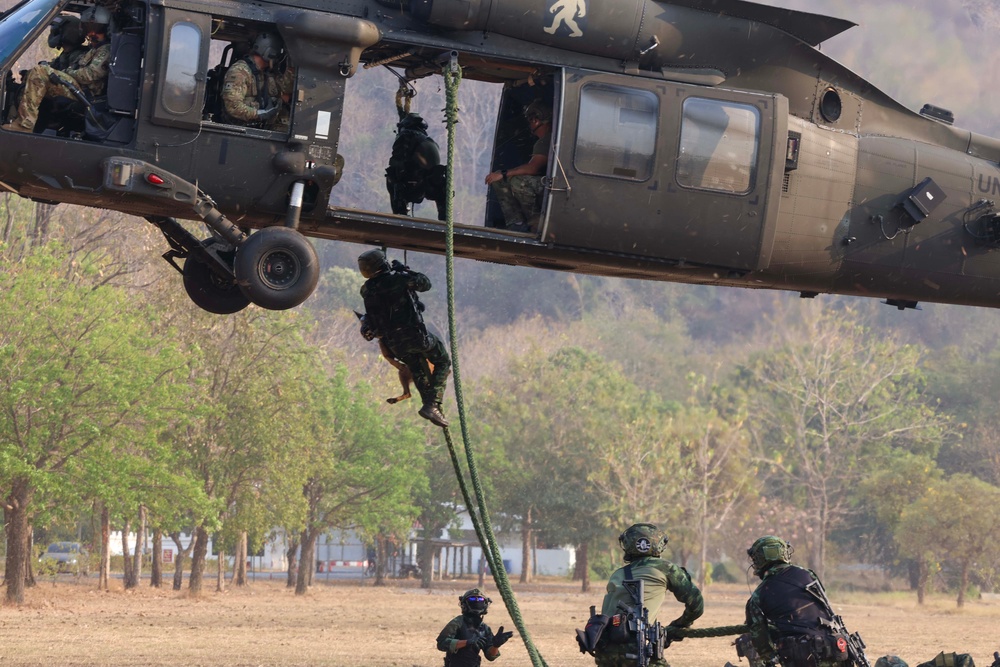 16th CAB conducts multinational Fast Rope Insertion and Extraction System (FRIES) training for Cobra Gold 2024