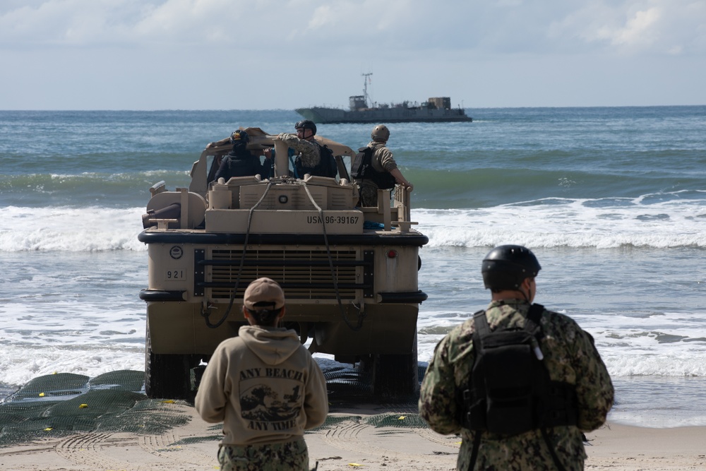 Beach Master Unit and Amphibious Construction Battalion Experiment with Landing Craft Unit during Project Convergence Capstone 4