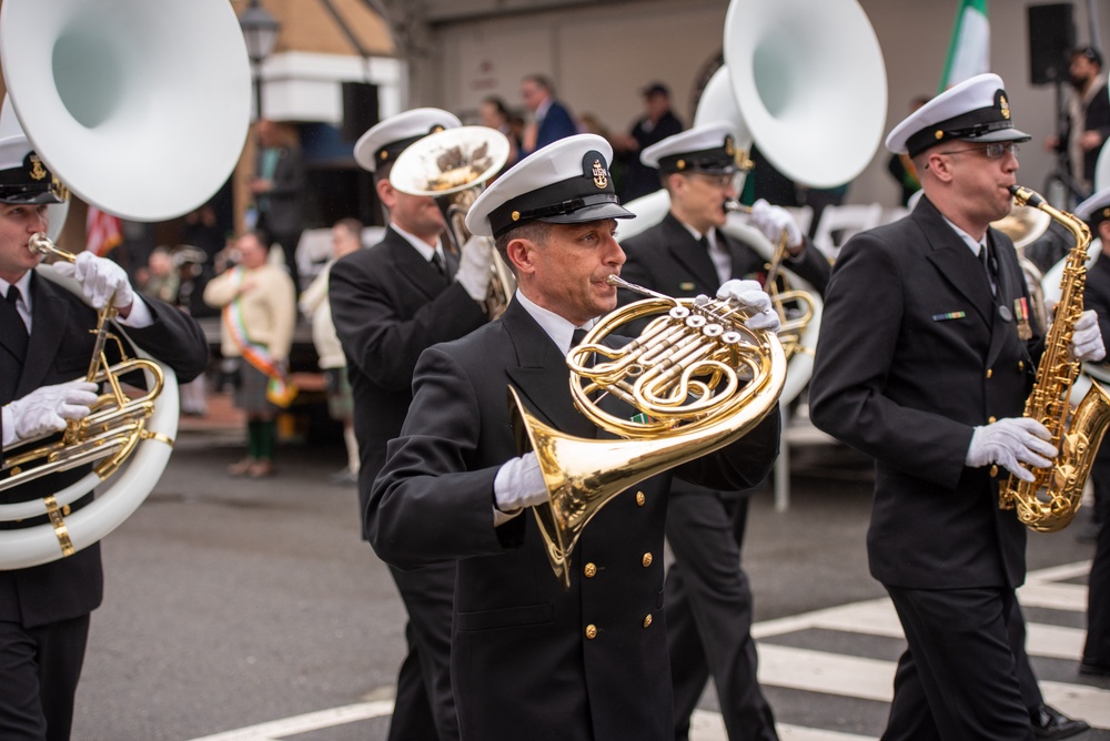 The United States Navy Band marches in the annual Alexandria St. Patrick's Day Parade in Alexandria, VA.