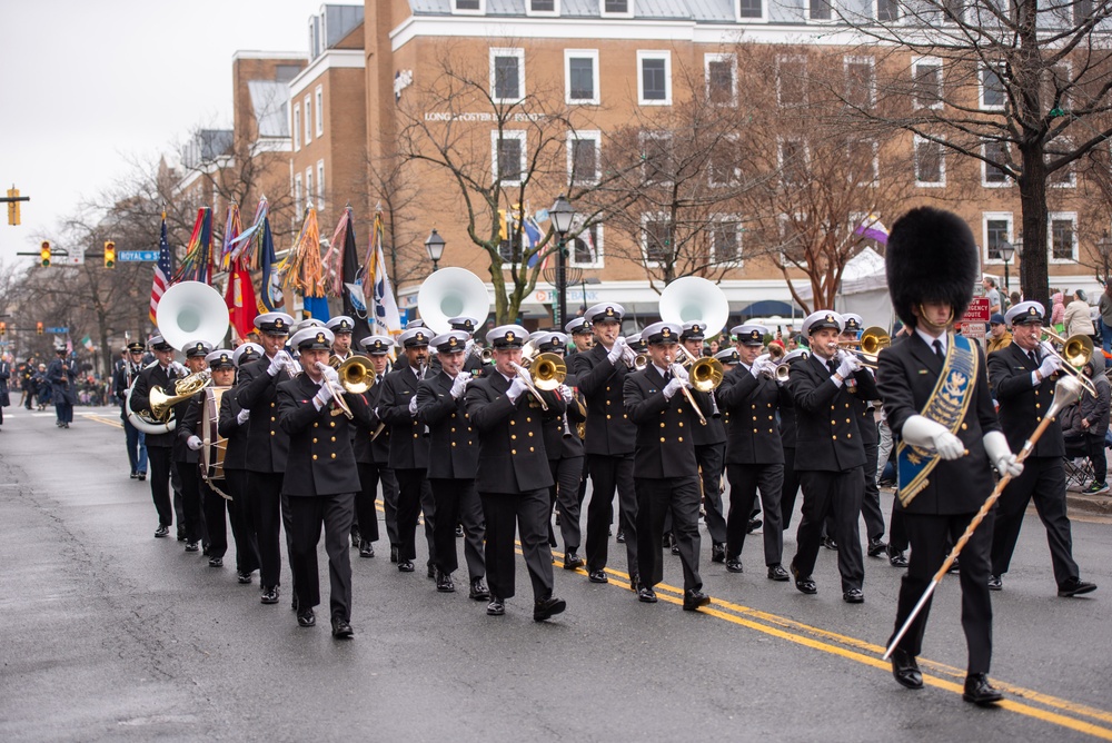 The United States Navy Band marches in the annual Alexandria St. Patrick's Day Parade in Alexandria, VA.