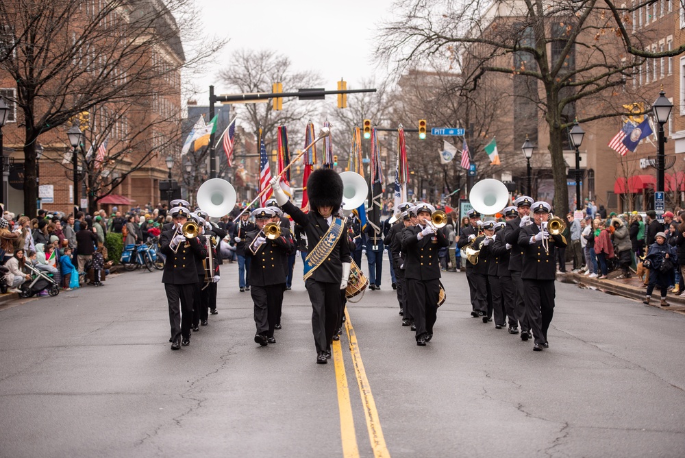 The United States Navy Band marches in the annual Alexandria St. Patrick's Day Parade in Alexandria, VA.