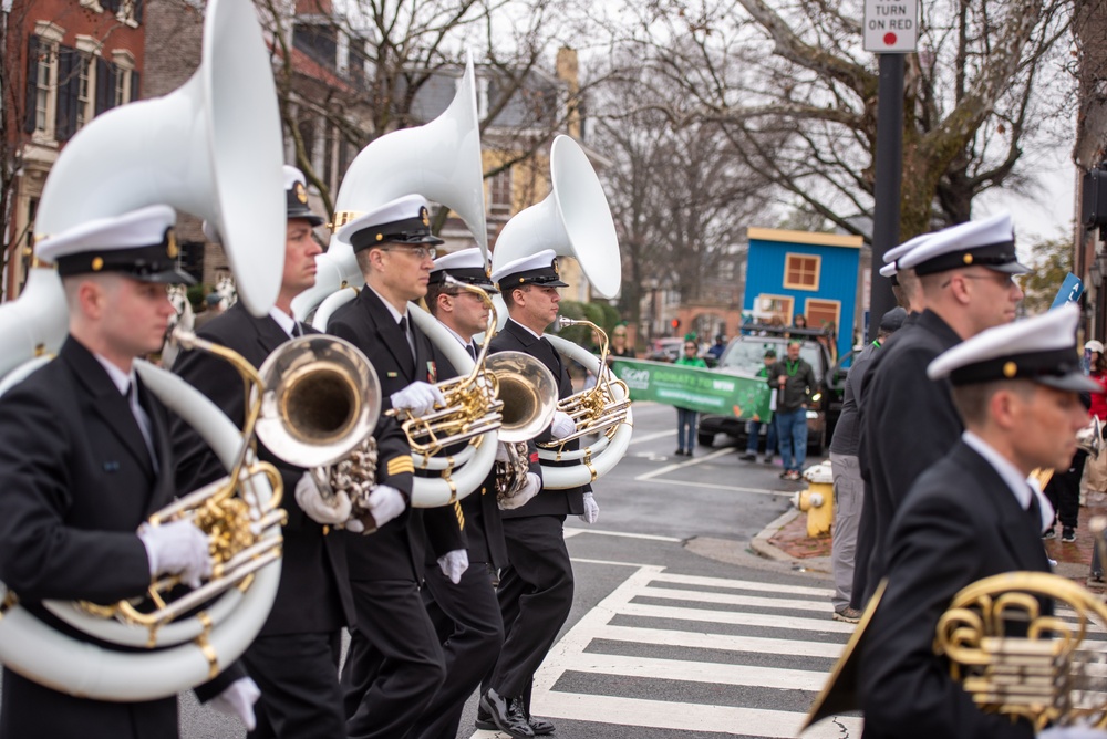 The United States Navy Band marches in the annual Alexandria St. Patrick's Day Parade in Alexandria, VA.