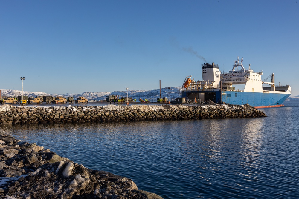 Nordic Response 24: Maritime Preposition Force Pier Offload in Talvik Norway