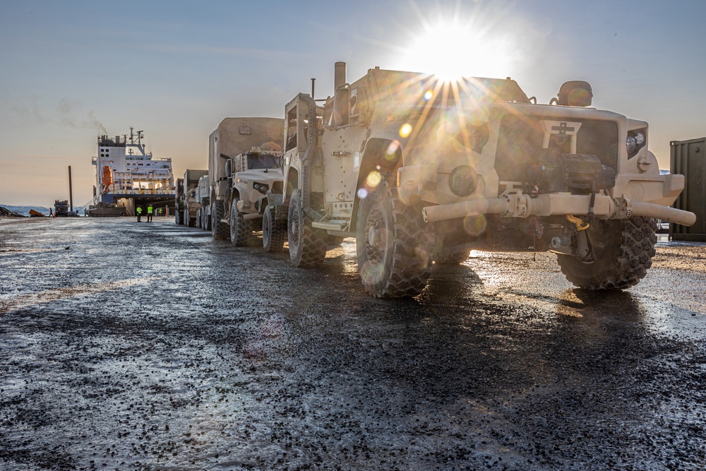 Nordic Response 24: Maritime Preposition Force Pier Offload in Talvik Norway