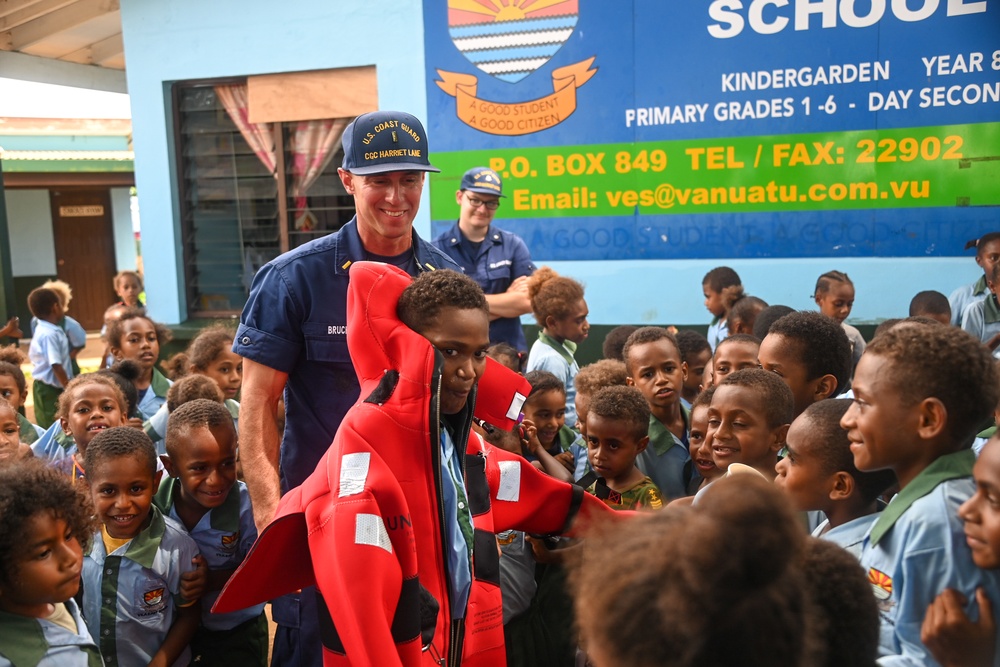 U.S. Coast Guard Cutter Harriet Lane crew visit Vanuatu schools