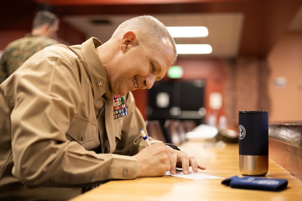 Marines gather for active duty fund drive in support of the Navy-Marine Corps Relief Society