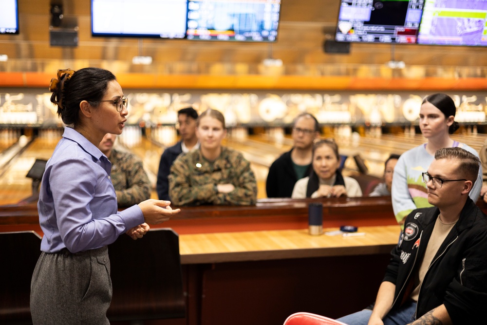 Marines gather for active duty fund drive in support of the Navy-Marine Corps Relief Society
