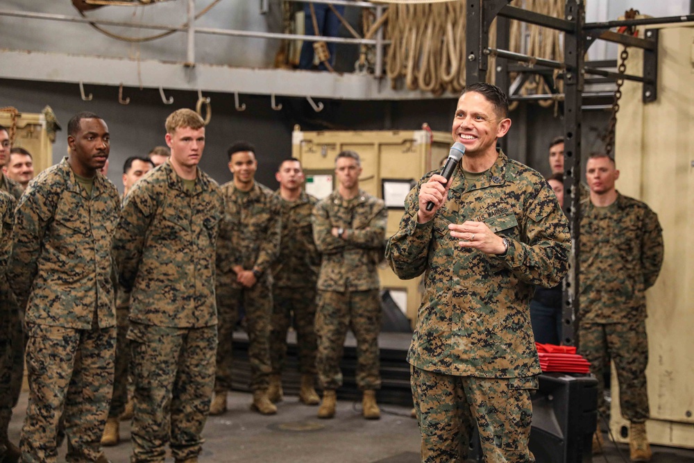 USS Carter Hall (LSD 50) Hosts Sergeant Major of the Marine Corps Carlos Ruiz in Souda Bay, Greece, March 1, 2024