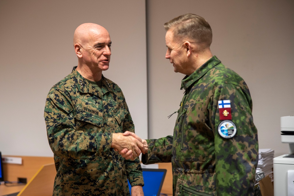 Finnish Army Brig. Gen. Tuominen visits II Marine Expeditionary Force during Nordic Response 24