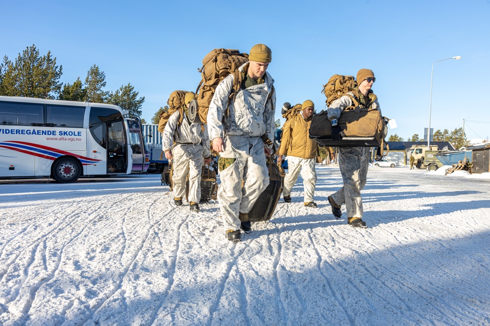 U.S. Marines with 1st Battalion, 2nd Marine Regiment ready for Exercise Nordic Response 24