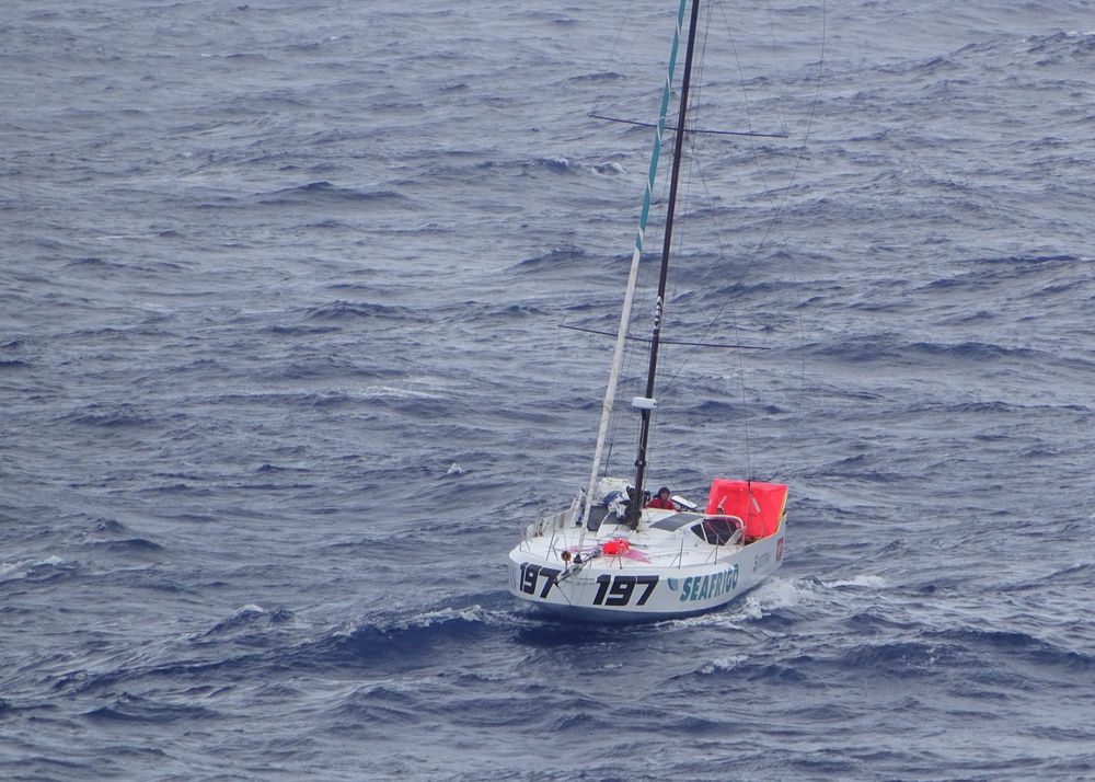 Two mariners, a 20-year-old male and 24-year-old male, aboard the 19-foot sailing vessel were rescued March 4, 2024, by the 505-foot motor vessel Frio Ionian, a Coast Guard Automated Mutual-Assistance Vessel Rescue program, approximately 1,726 miles east of Bermuda.