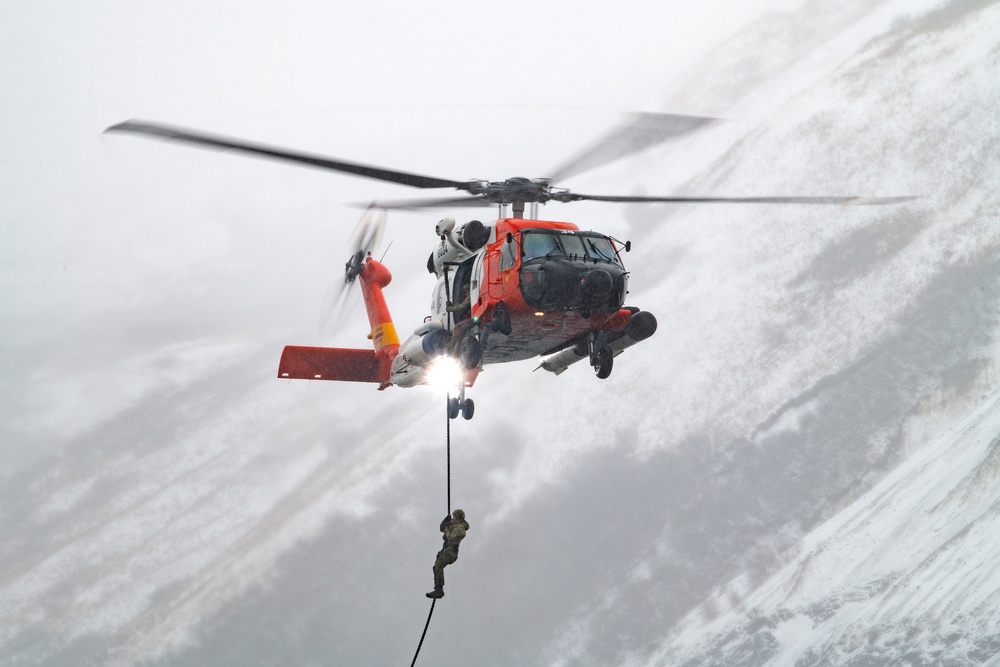 Navy SEALs, Green Berets Fast-Rope from Coast Guard Helicopter