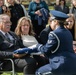 Jeff Dittmer, son of Robert Dittmer, receives the United States flag that covered the casket during his father’s funeral.