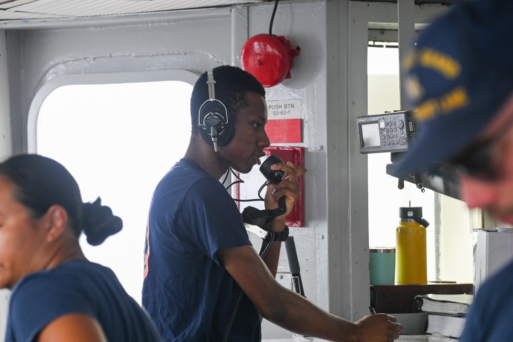 U.S. Coast Guard Cutter Harriet Lane conducts drills in South Pacific Ocean