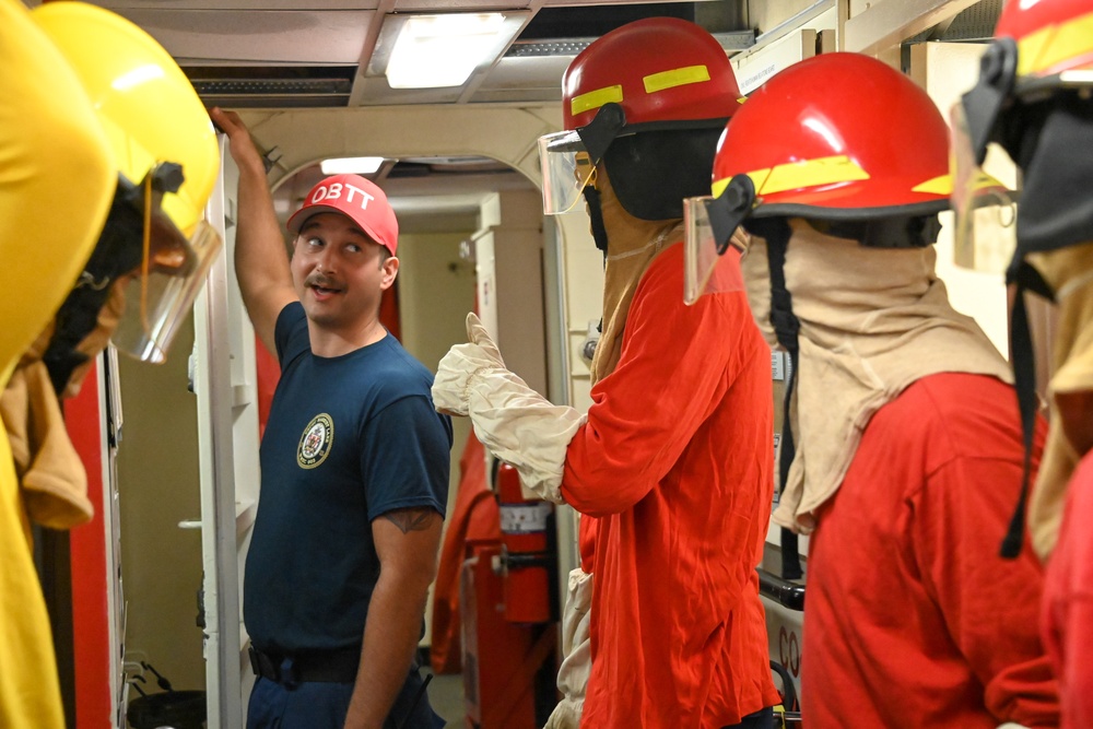 U.S. Coast Guard Cutter Harriet Lane conducts drills in South Pacific Ocean