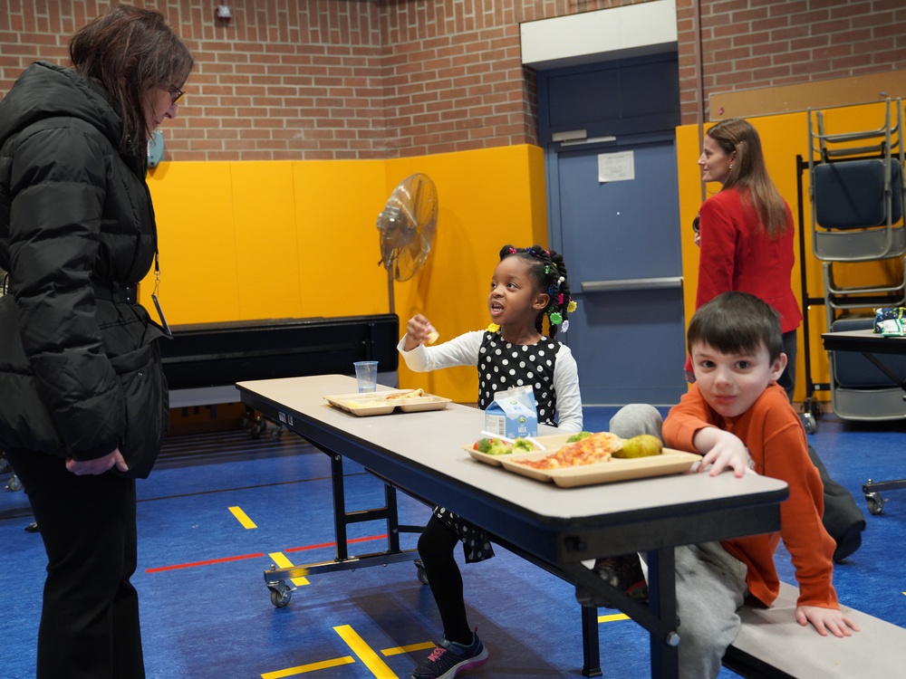 ASA (IEE) Jacobson discusses what's for lunch at Ansbach Elementary School
