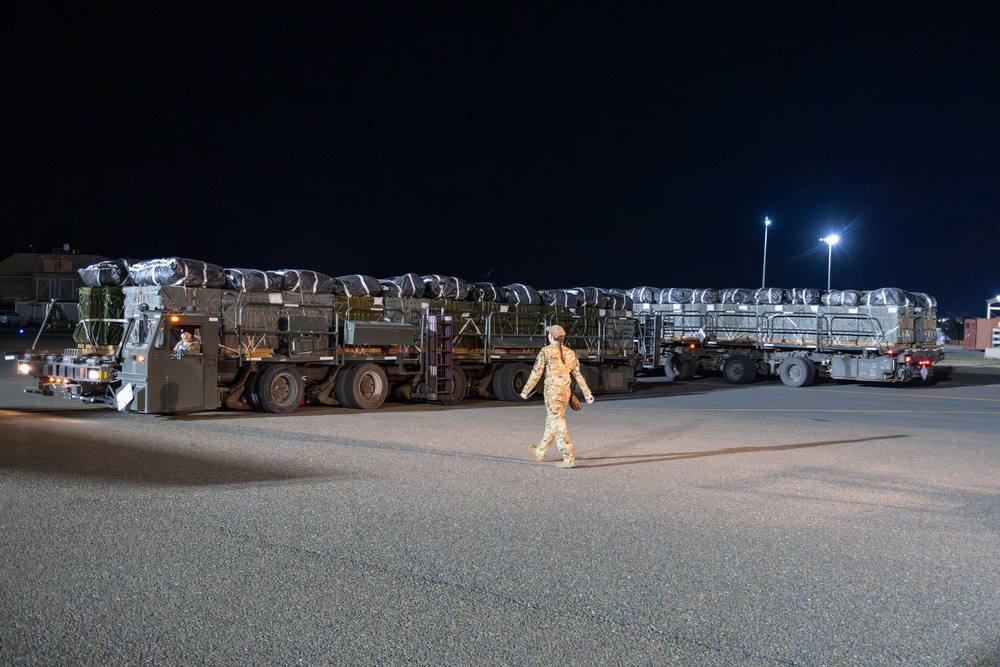 Airmen, Soldiers load AFCENT C-130s with humanitarian aid bound for Gaza