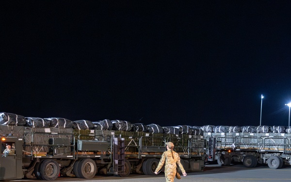 Airmen, Soldiers load AFCENT C-130s with humanitarian aid bound for Gaza