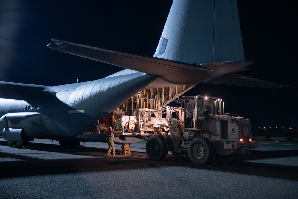 Airmen, Soldiers load AFCENT C-130s with humanitarian aid bound for Gaza