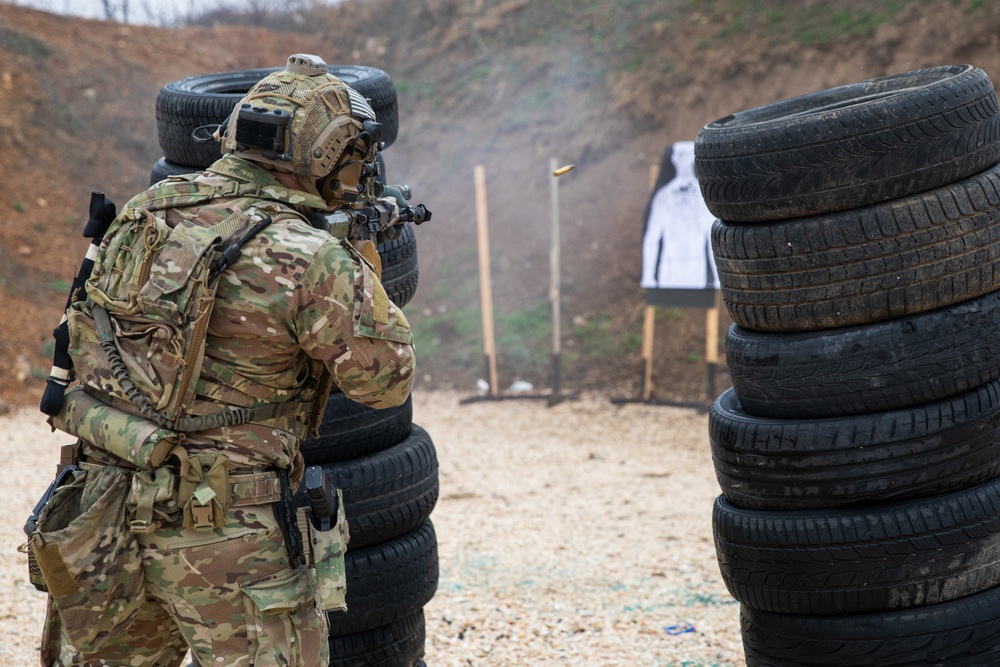U.S. Army Green Berets perform combat marksmanship training during Trojan Footprint 24