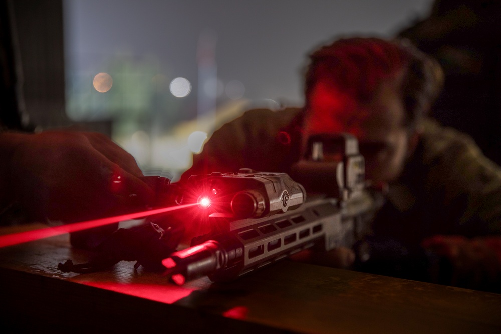 U.S. Army Green Berets perform nightime combat marksmanship training during Trojan Footprint 24