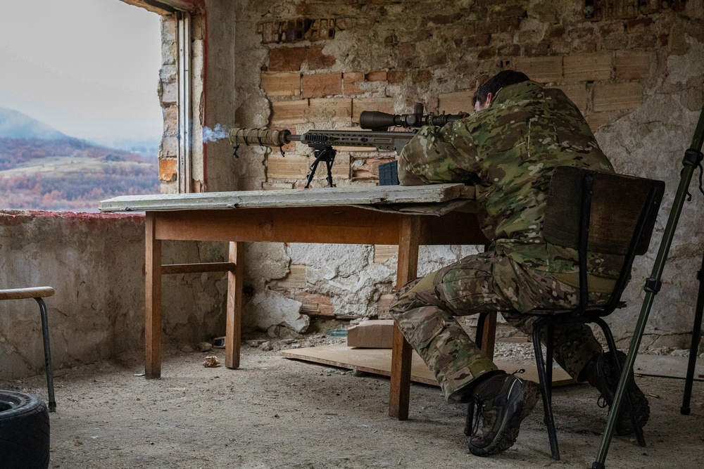 U.S. Army Green Berets perform sniper training during Trojan Footprint 24