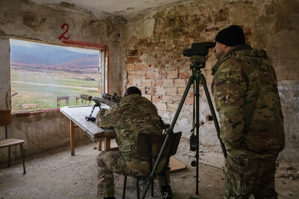 U.S. Army Green Berets perform sniper training during Trojan Footprint 24